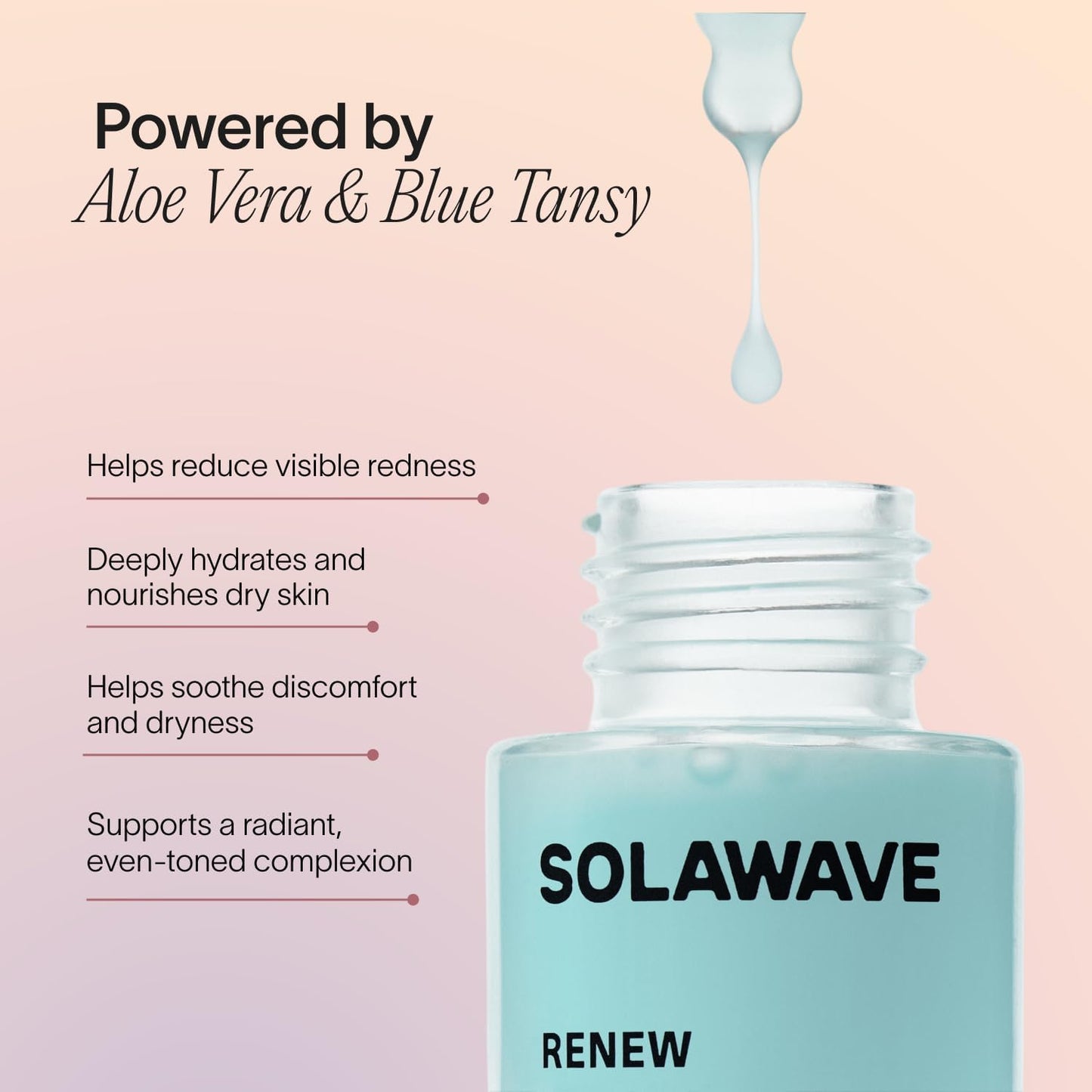 Solawave Renew Complex Red Light Therapy Activation Serum for Face & Neck | Pairs with LED Facial Wand Device | Hydrates & Plumps the Skin | Blue Tansy, Aloe Vera, Hyaluronic Acid (1 Oz)