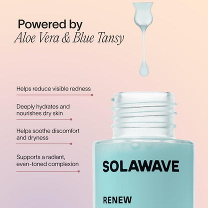 Solawave Renew Complex Red Light Therapy Activation Serum for Face & Neck | Pairs with LED Facial Wand Device | Hydrates & Plumps the Skin | Blue Tansy, Aloe Vera, Hyaluronic Acid (1 Oz)