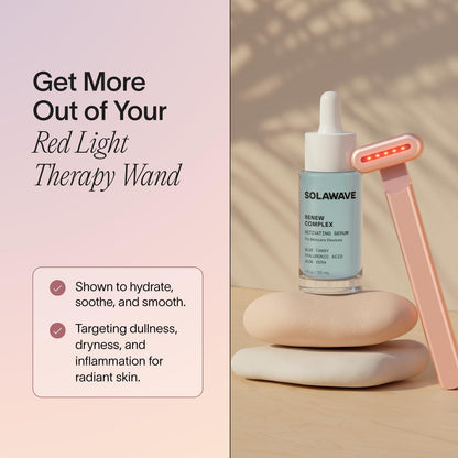 Solawave Renew Complex Red Light Therapy Activation Serum for Face & Neck | Pairs with LED Facial Wand Device | Hydrates & Plumps the Skin | Blue Tansy, Aloe Vera, Hyaluronic Acid (1 Oz)
